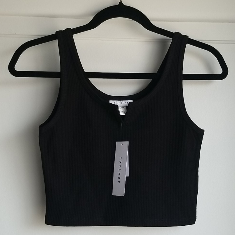 Topshop Black Crop Top US 2